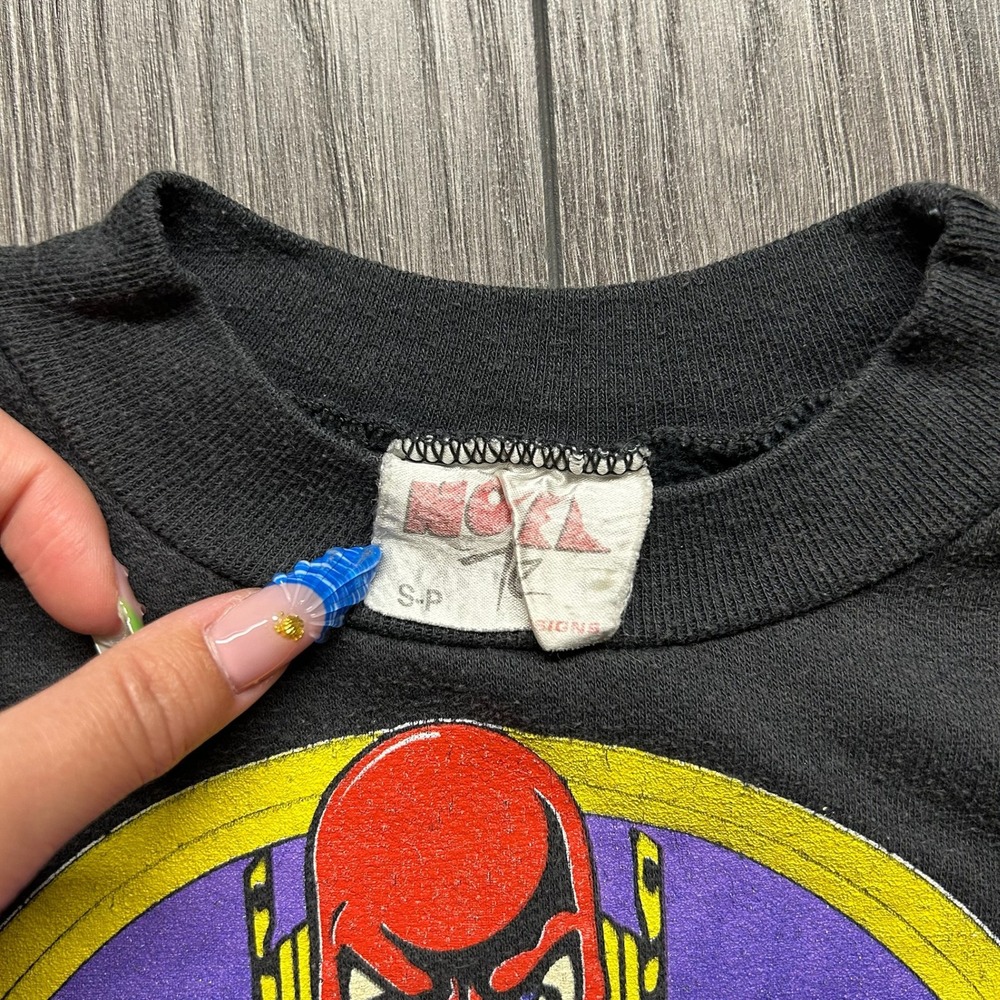 Vintage 1991 The Flash DC Comics Sweatshirt Kids Small Black Novel Teez 90s - Picture 3 of 8